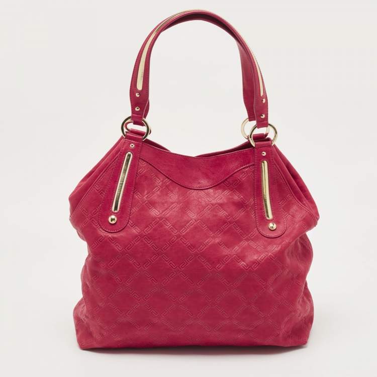 Pre Owned Versace Fuchsia Embossed Leather Icon Medusa Satchel