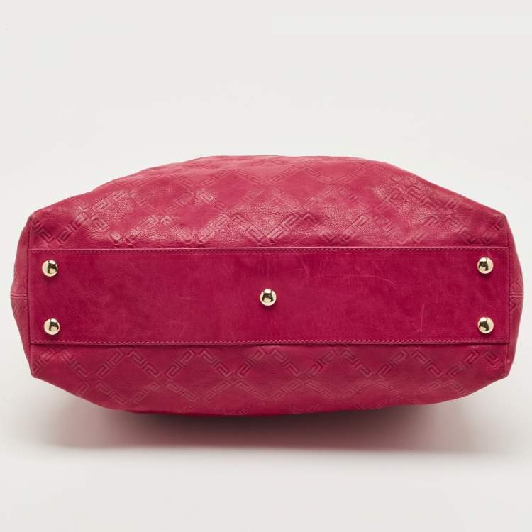 Pre Owned Versace Fuchsia Embossed Leather Icon Medusa Satchel