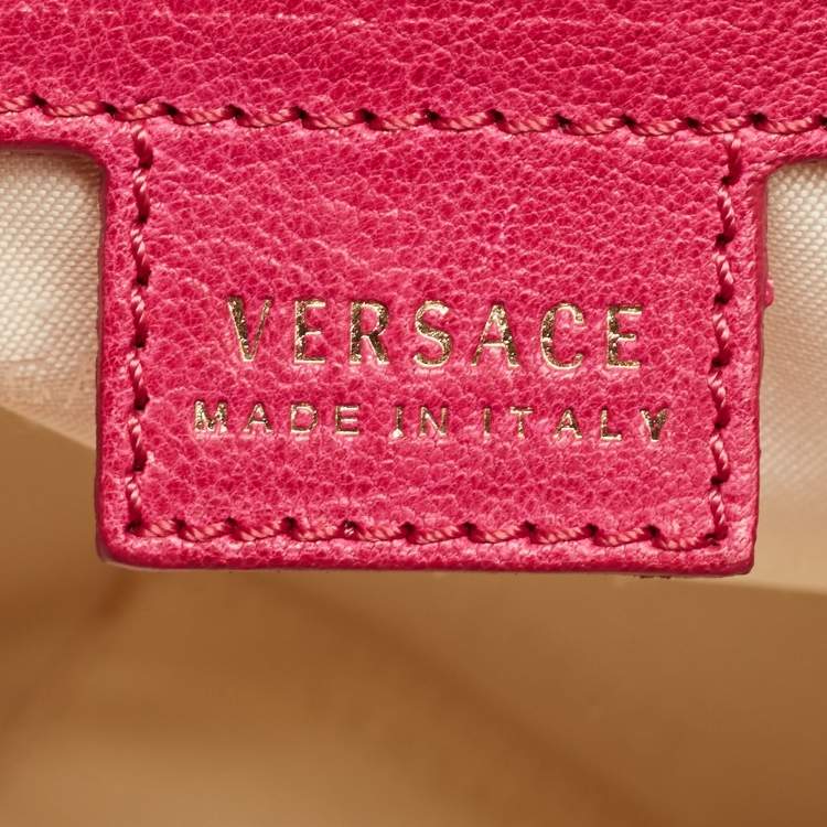 Pre Owned Versace Fuchsia Embossed Leather Icon Medusa Satchel