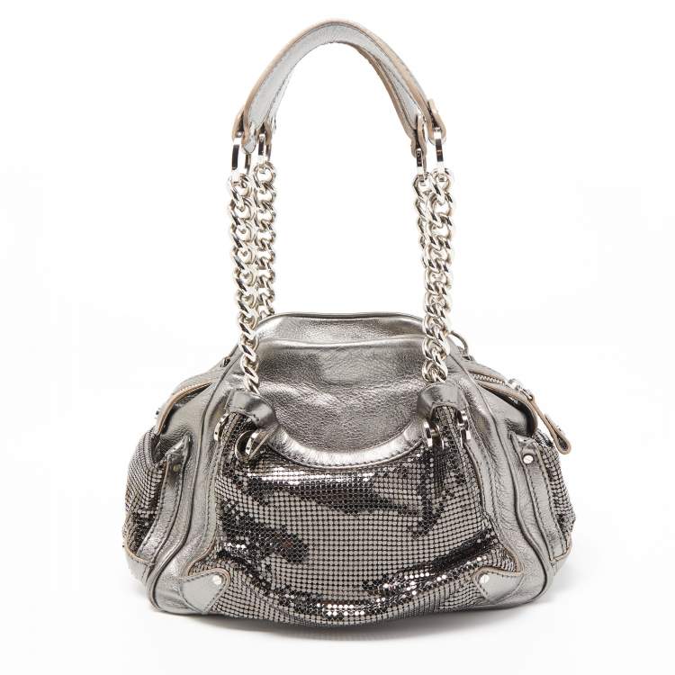 مملوكة مسبقًا Versace Metallic Leather and Metallic Mesh Chain Link Bag