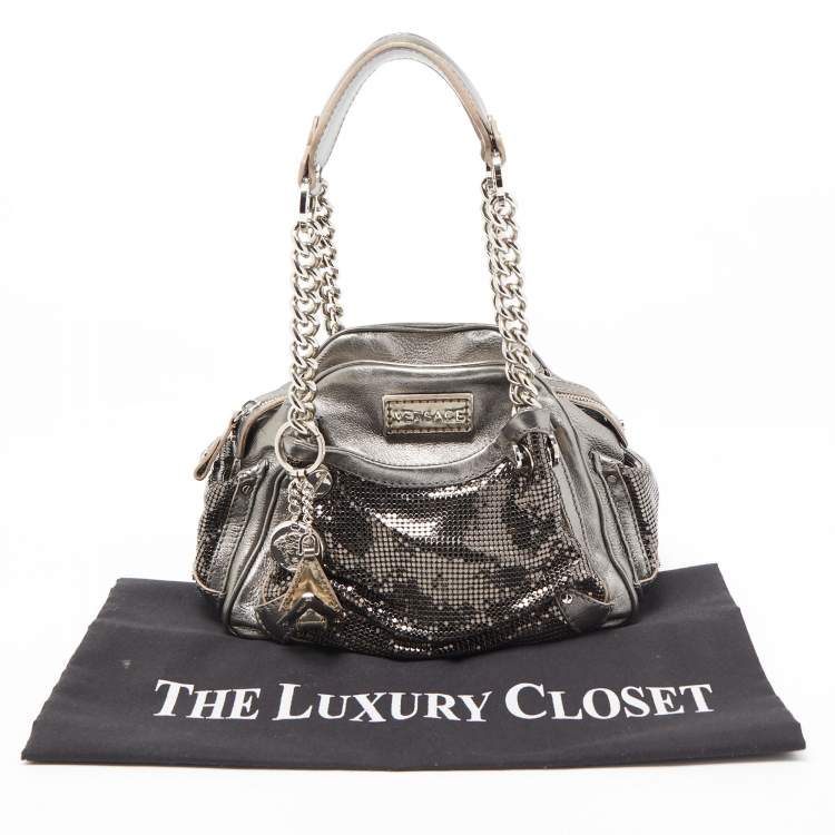مملوكة مسبقًا Versace Metallic Leather and Metallic Mesh Chain Link Bag