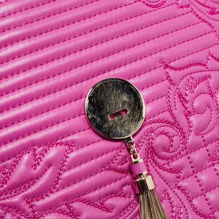 Pre Owned Versace Majenta Barocco Leather Altea Top Handle Bag