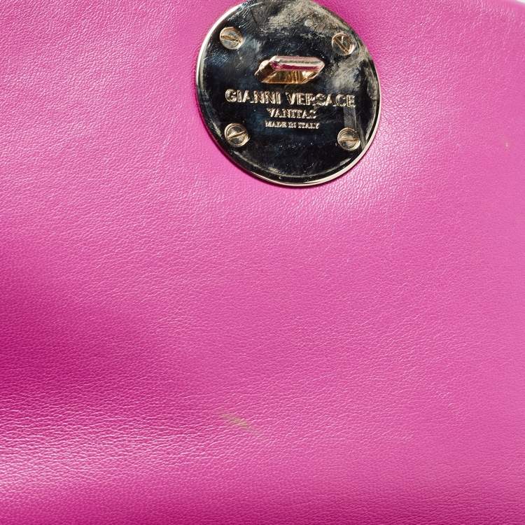 Pre Owned Versace Majenta Barocco Leather Altea Top Handle Bag