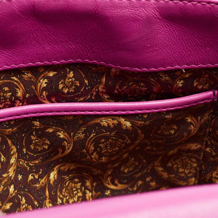 Pre Owned Versace Majenta Barocco Leather Altea Top Handle Bag