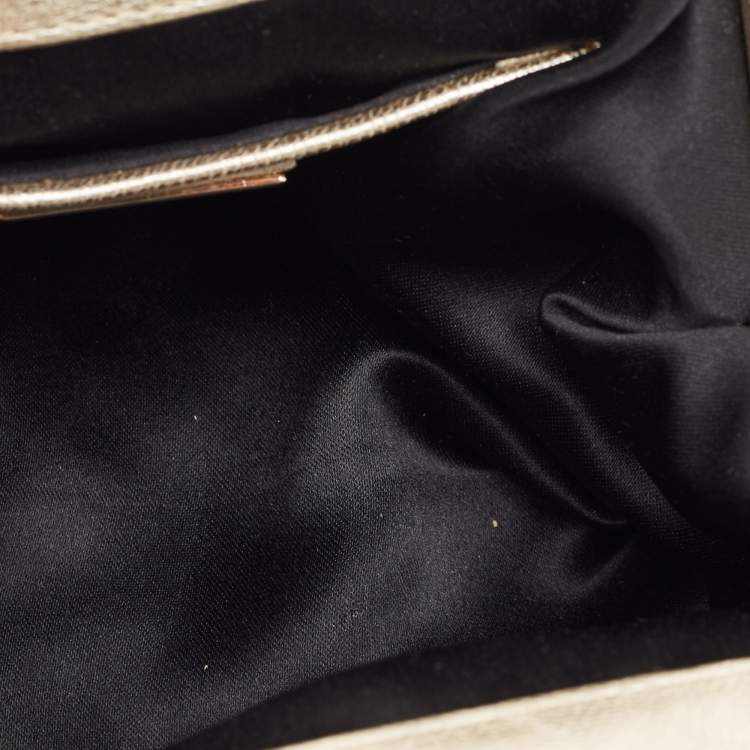 Pre Owned Versace Black/Gold Monogram Fabric and Leather Madonna Framed Satchel