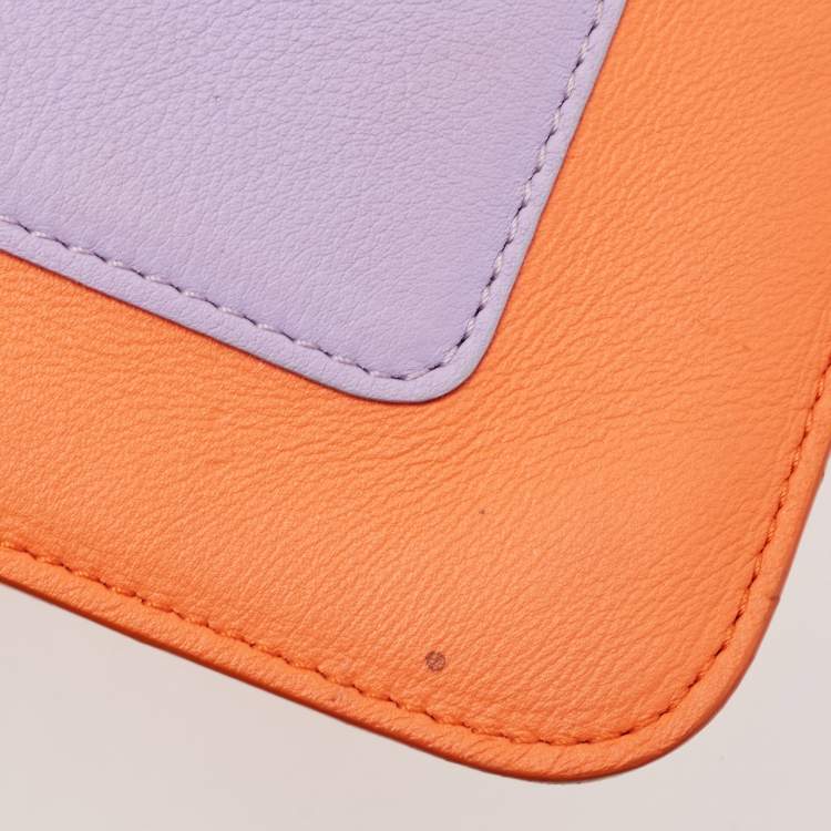 Pre Owned Versace Orange/Purple Leather Medusa Embossed Slim Clutch