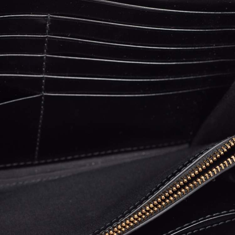 Pre Owned Versace Black Leather Crystals La Medusa Chain Clutch