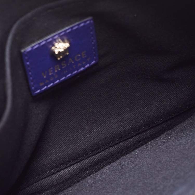 Pre Owned Versace Indigo Leather La Medusa Wristlet Pouch
