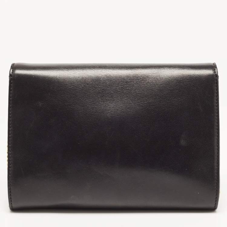Pre Owned Versace Black Leather La Medusa Flap Chain Clutch