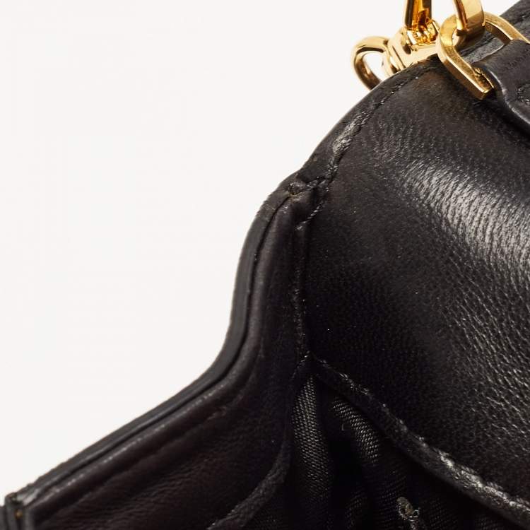 Pre Owned Versace Black Leather La Medusa Flap Chain Clutch