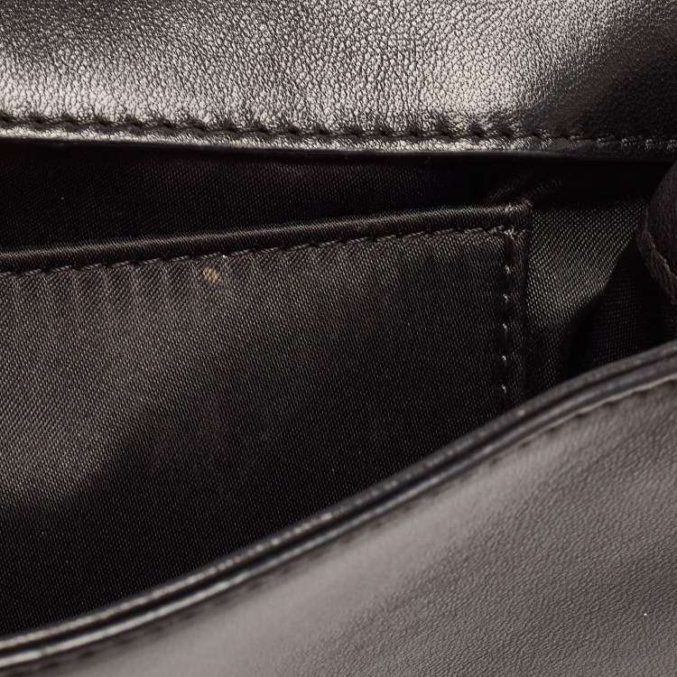 Pre Owned Versace Black Leather La Medusa Flap Chain Clutch