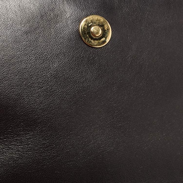 Pre Owned Versace Black Leather La Medusa Flap Chain Clutch