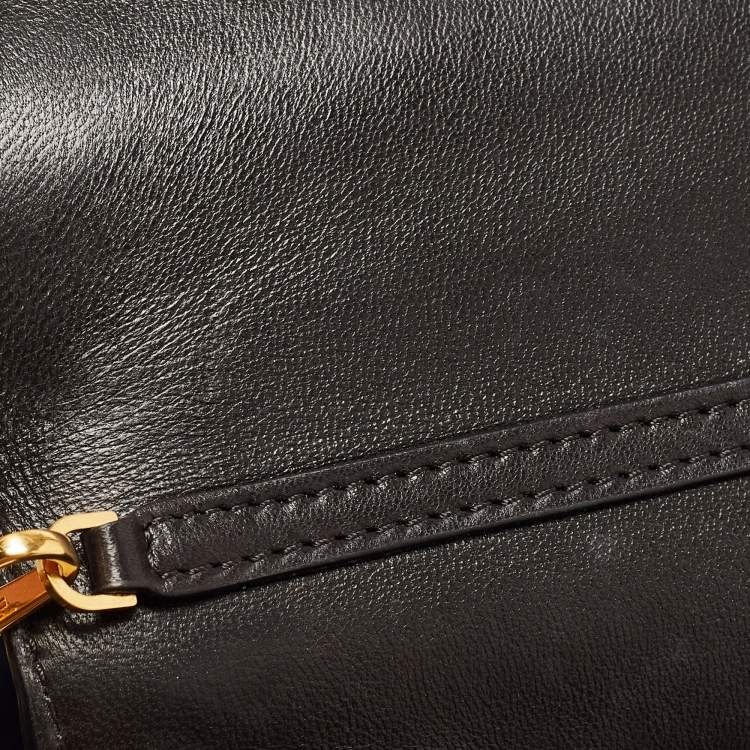 Pre Owned Versace Black Leather La Medusa Flap Chain Clutch