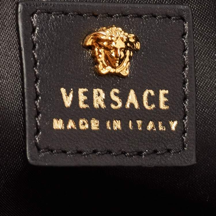 Pre Owned Versace Black Leather La Medusa Flap Chain Clutch