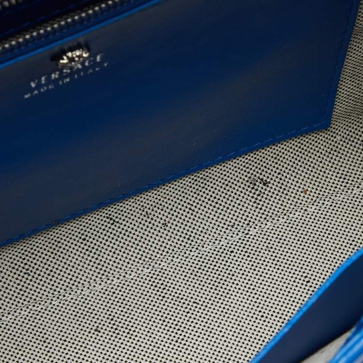 Pre Owned Versace Blue Leather Empire Palazzo Tote