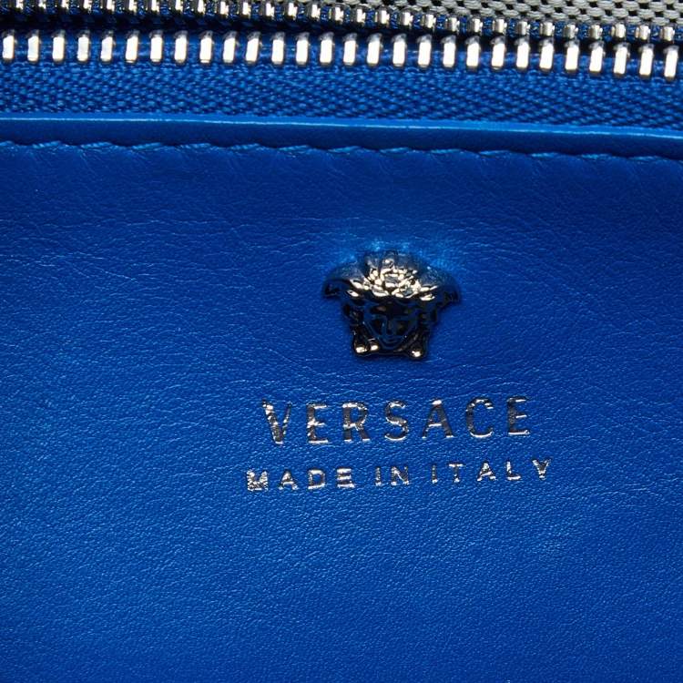 Pre Owned Versace Blue Leather Empire Palazzo Tote