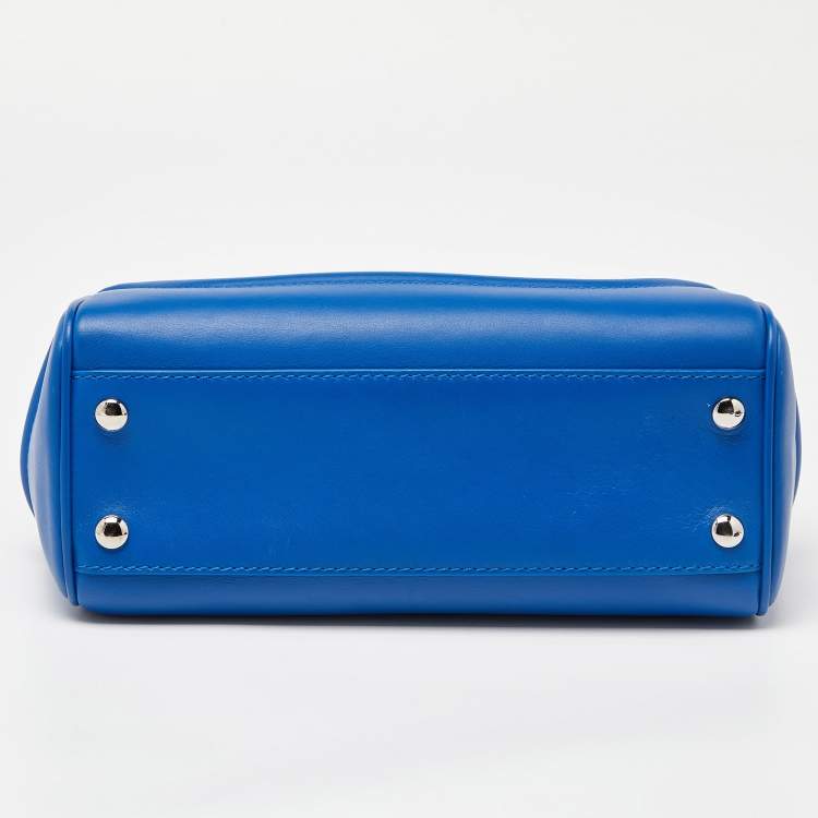 Pre Owned Versace Blue Leather Empire Palazzo Tote