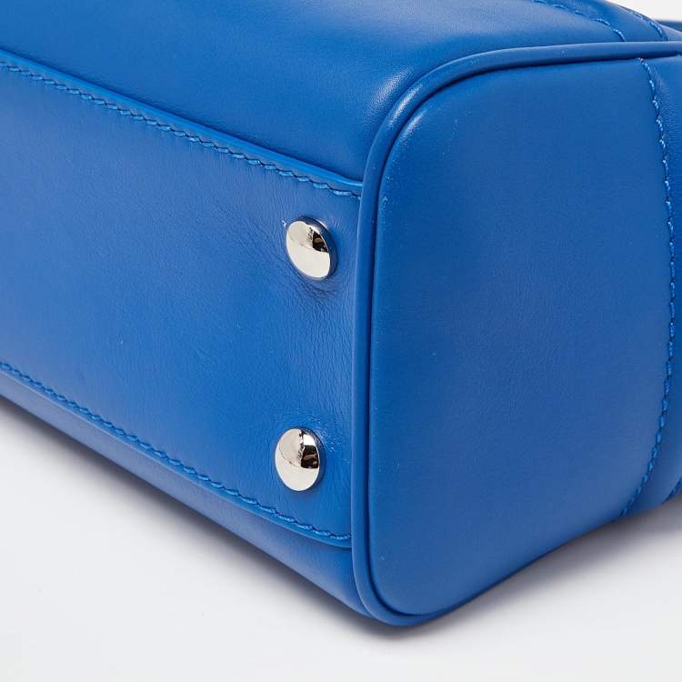 Pre Owned Versace Blue Leather Empire Palazzo Tote