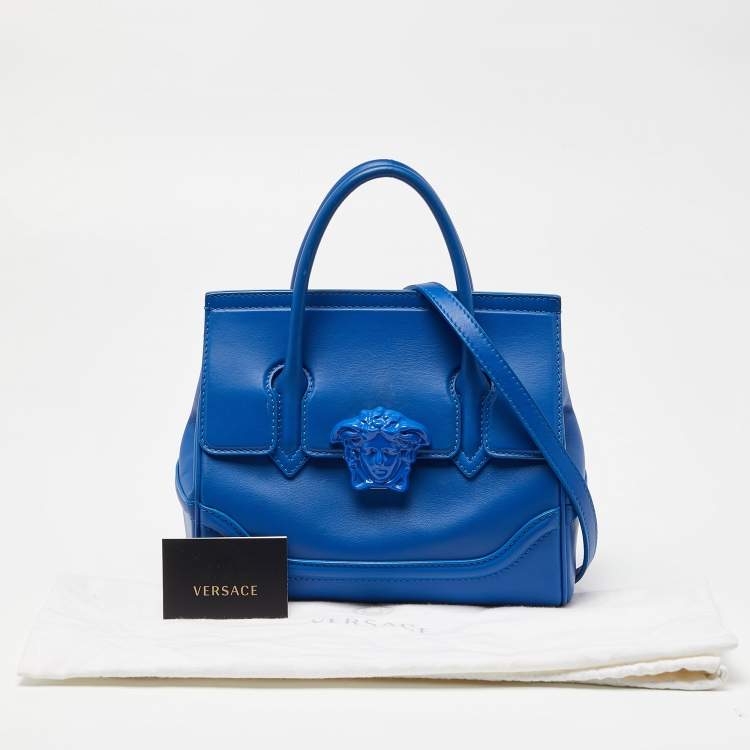 Pre Owned Versace Blue Leather Empire Palazzo Tote