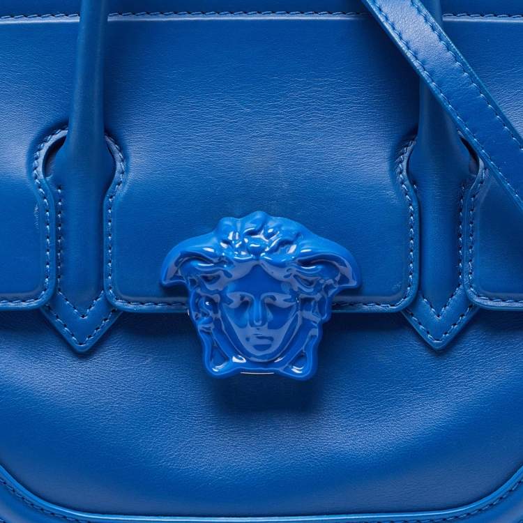 Pre Owned Versace Blue Leather Empire Palazzo Tote