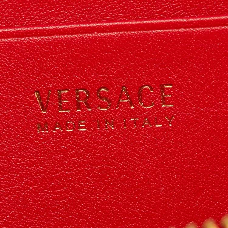 Pre Owned Versace Red Leather Medusa Zip Coin Purse