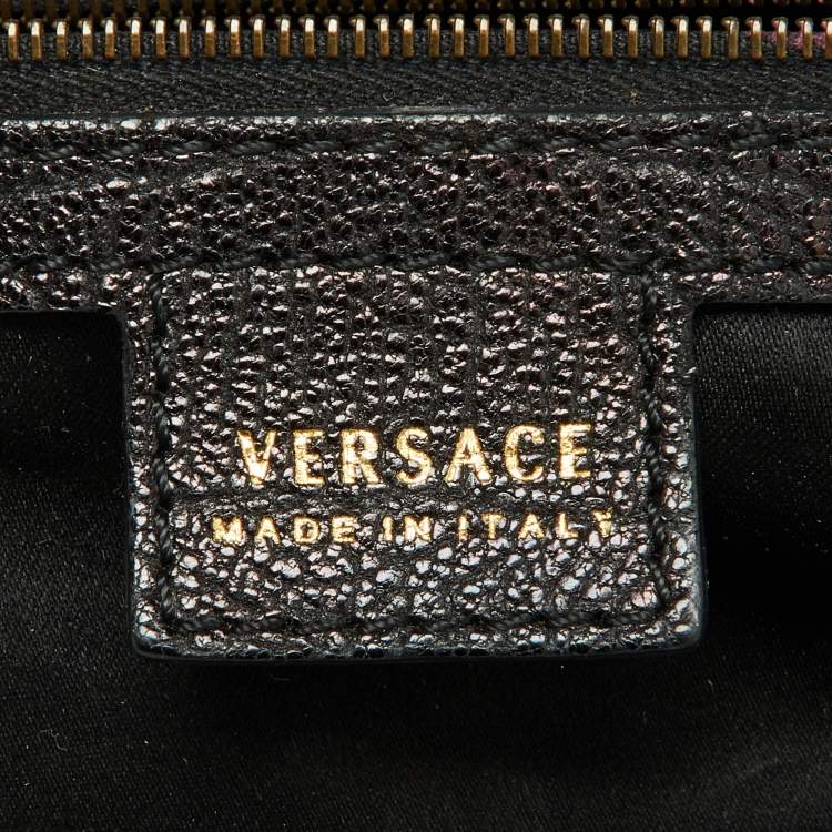 Pre Owned Versace Black Leather Frame Clutch