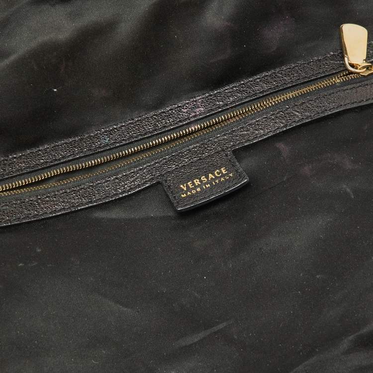 Pre Owned Versace Black Leather Frame Clutch