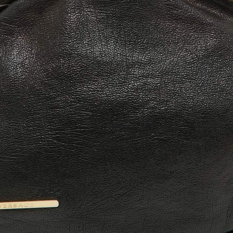Pre Owned Versace Black Leather Frame Clutch