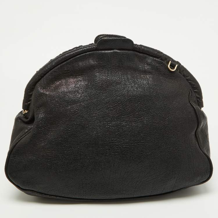 Pre Owned Versace Black Leather Frame Clutch