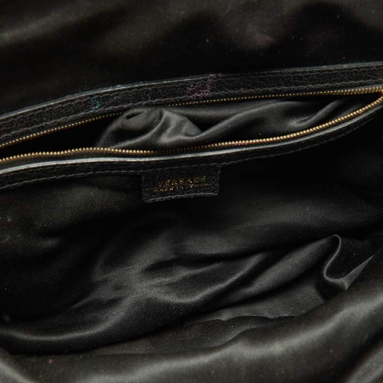 Pre Owned Versace Black Leather Frame Clutch