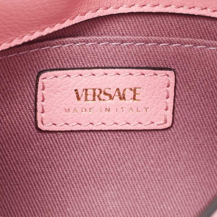 Pre Owned Versace Pink Leather La Medusa Hobo