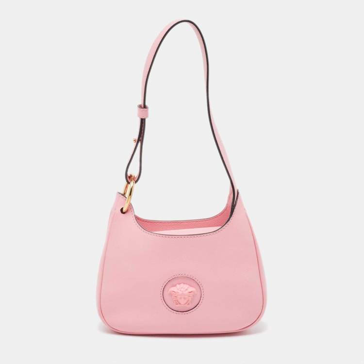 Pre Owned Versace Pink Leather La Medusa Hobo