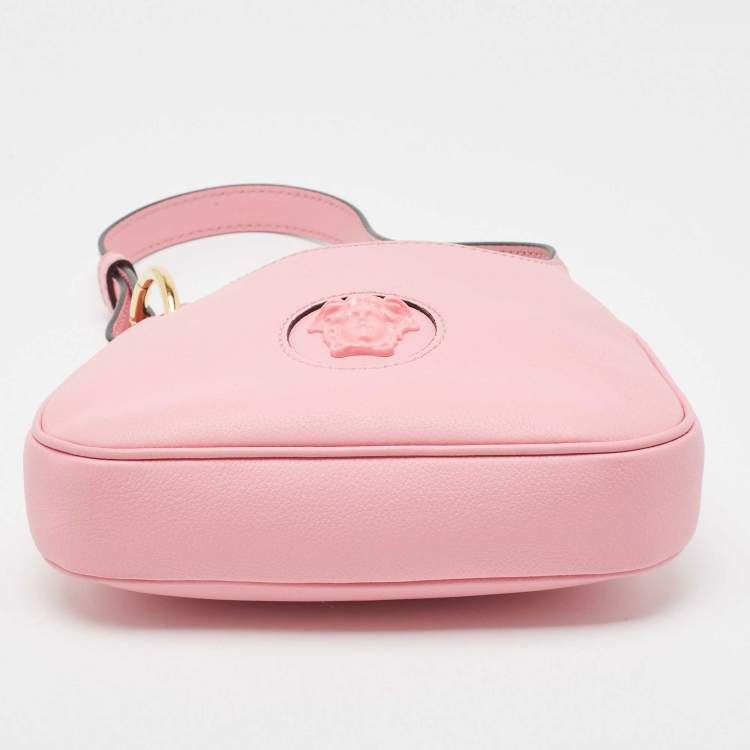 Pre Owned Versace Pink Leather La Medusa Hobo