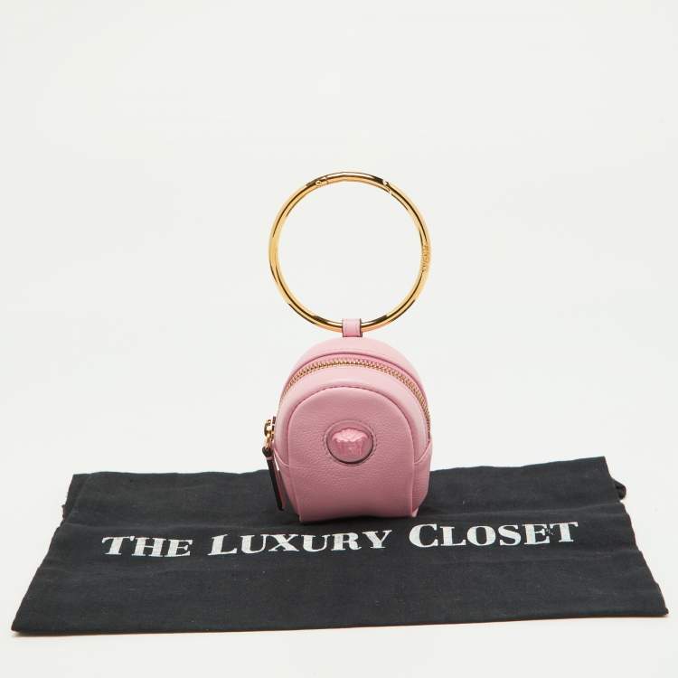 Pre Owned Versace Pink Leather La Medusa Modular Pouch Bag