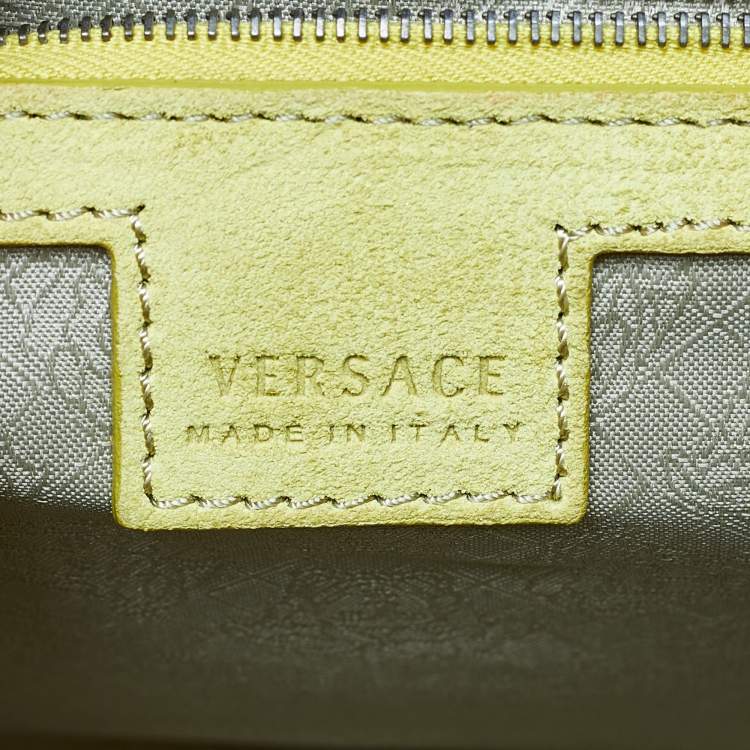Pre Owned Versace Metallic Green Patent Leather Flap Hobo 