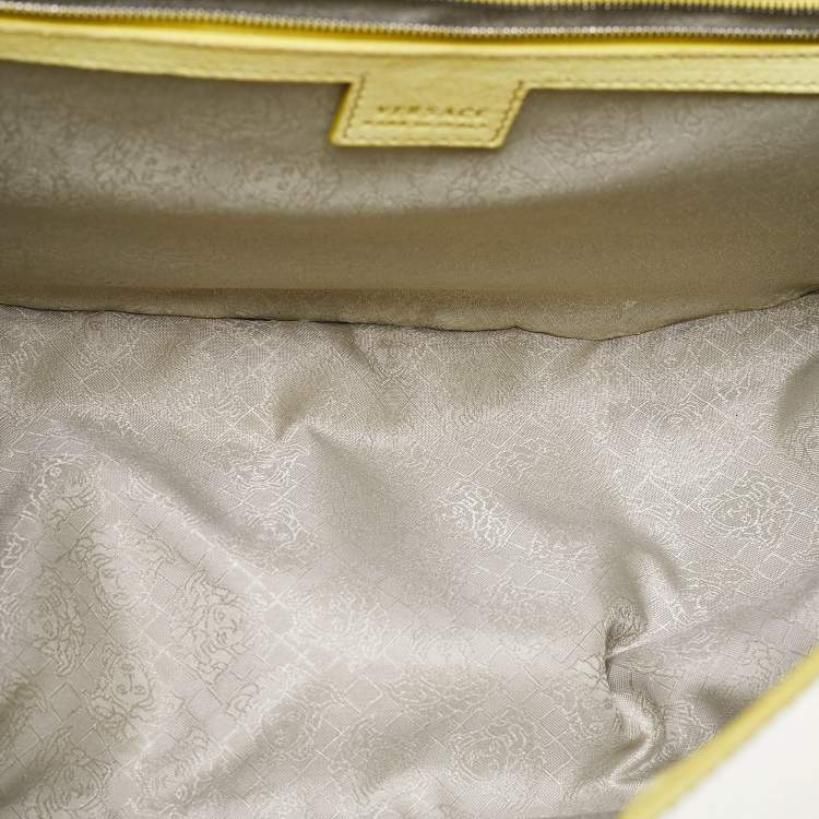 Pre Owned Versace Metallic Green Patent Leather Flap Hobo 