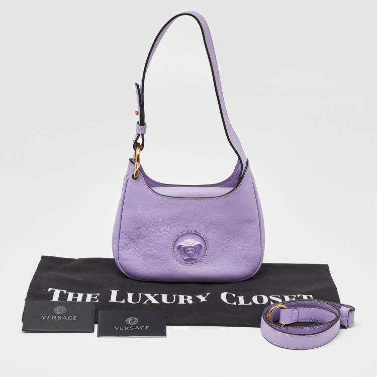 Pre Owned Versace Lilac Leather La Medusa Hobo