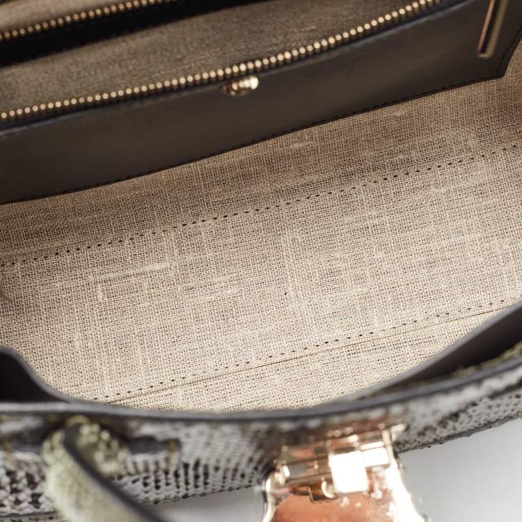 Pre Owned Versace Green Python Leather Palazzo Empire Tote
