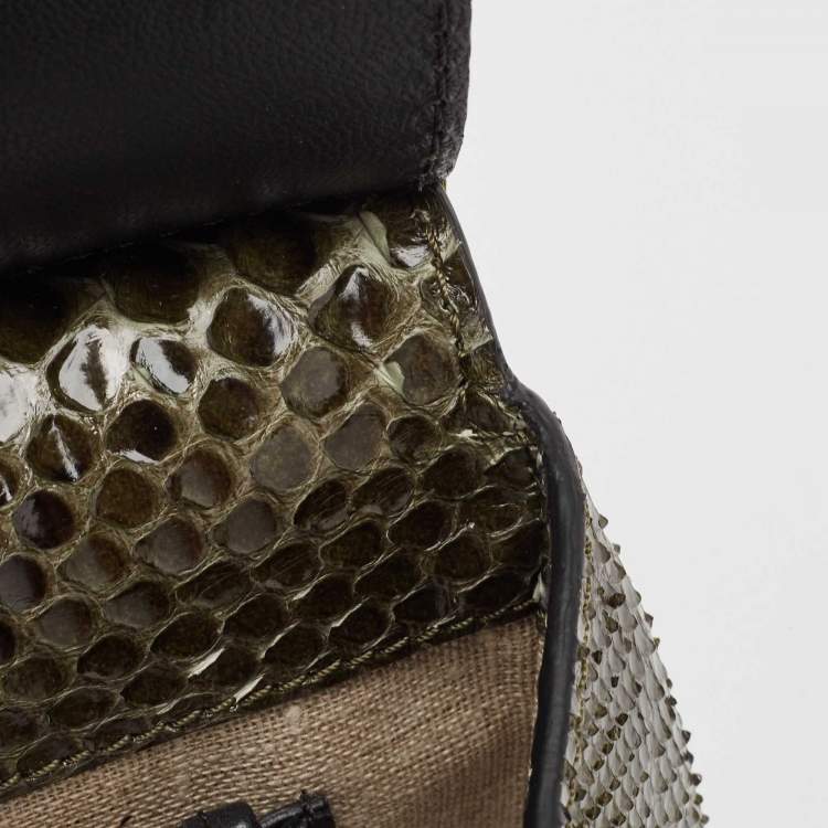 Pre Owned Versace Green Python Leather Palazzo Empire Tote