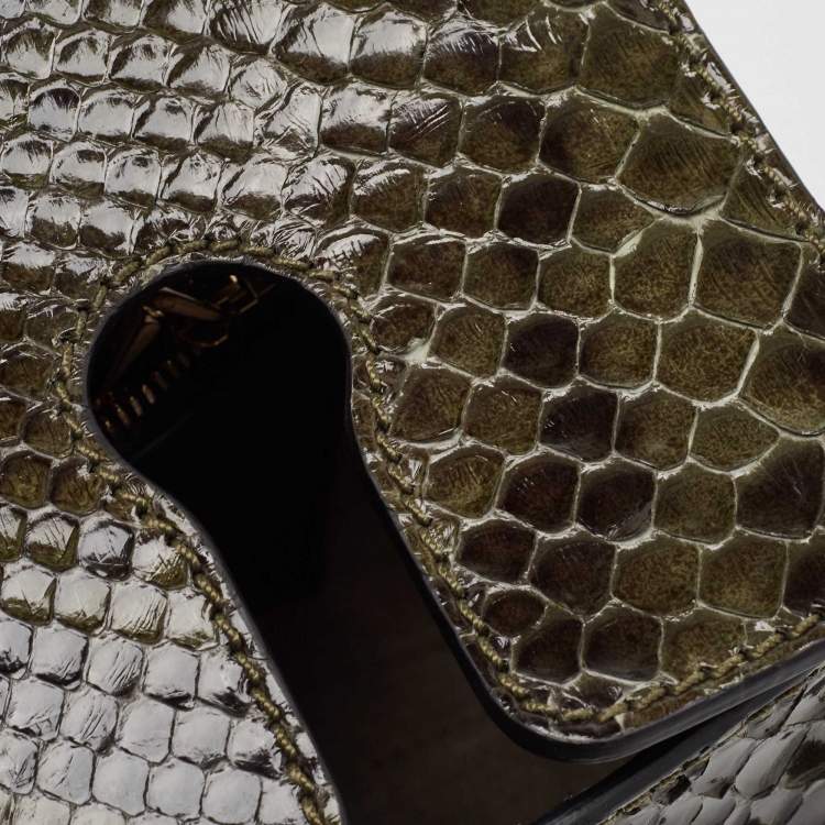 Pre Owned Versace Green Python Leather Palazzo Empire Tote