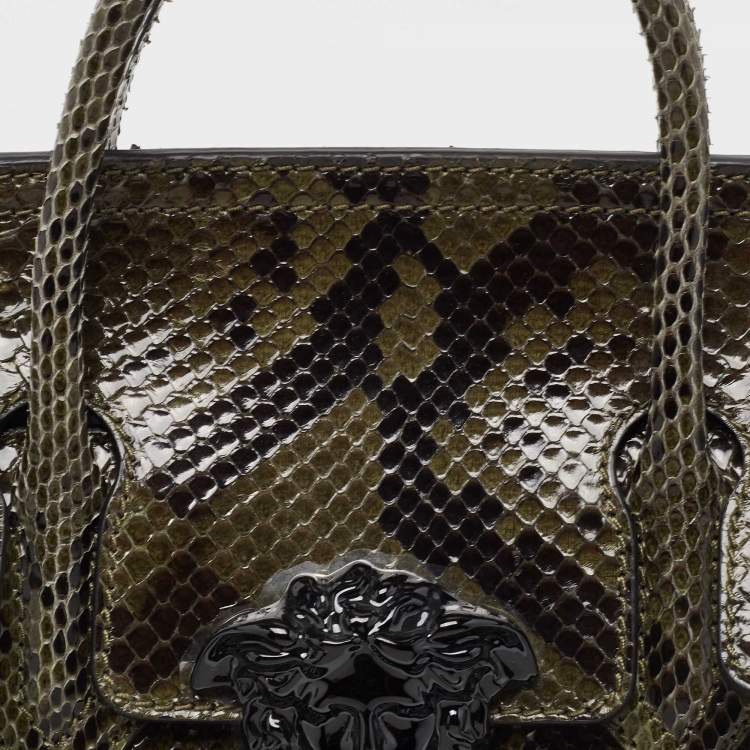 Pre Owned Versace Green Python Leather Palazzo Empire Tote