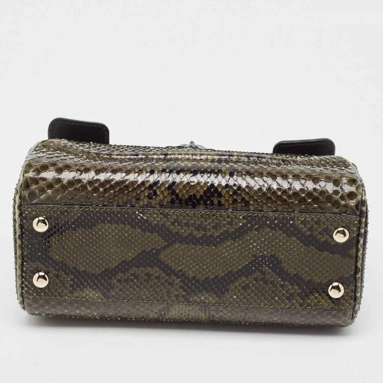 Pre Owned Versace Green Python Leather Palazzo Empire Tote