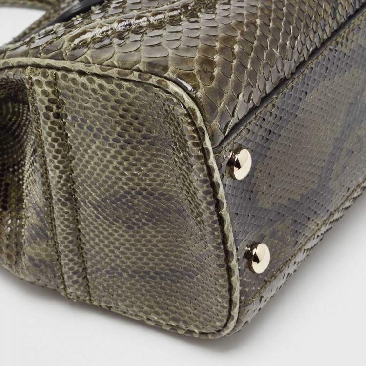 Pre Owned Versace Green Python Leather Palazzo Empire Tote