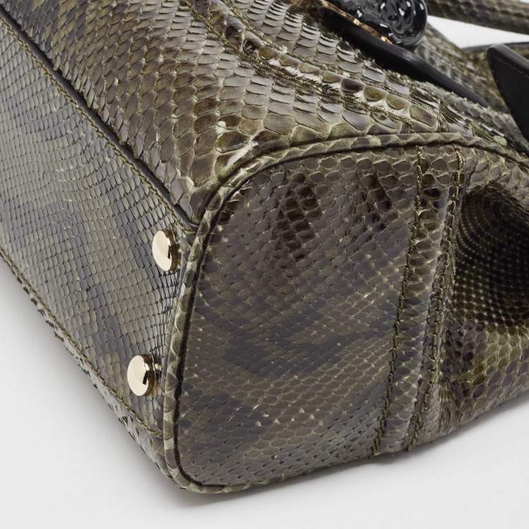 Pre Owned Versace Green Python Leather Palazzo Empire Tote