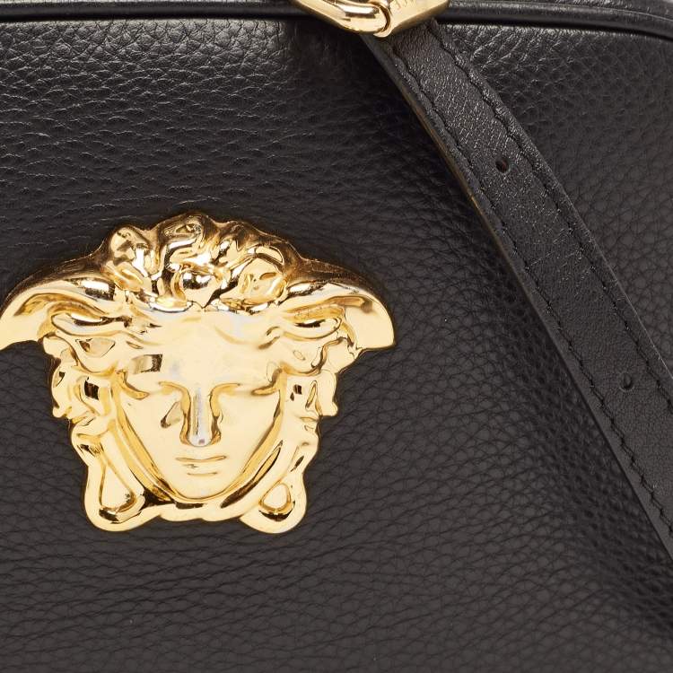 Pre Owned Versace Black Leather Medusa Camera Crossbody Bag