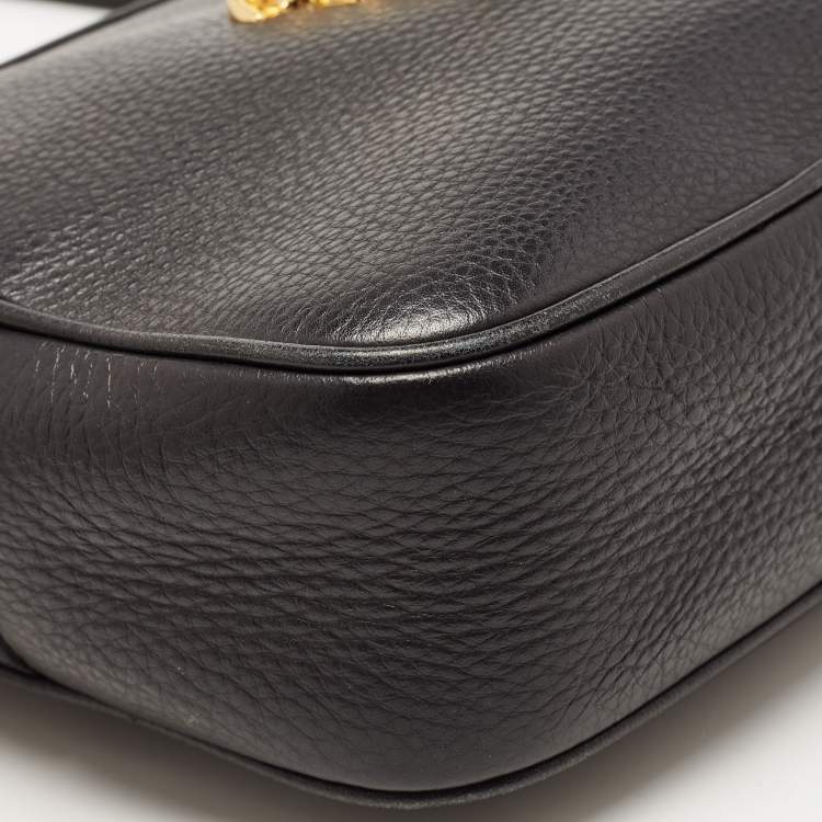 Pre Owned Versace Black Leather Medusa Camera Crossbody Bag