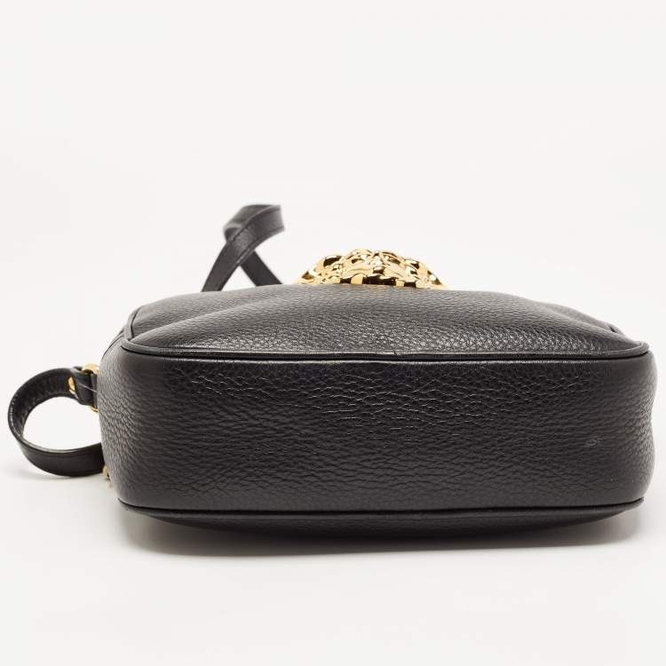 Pre Owned Versace Black Leather Medusa Camera Crossbody Bag