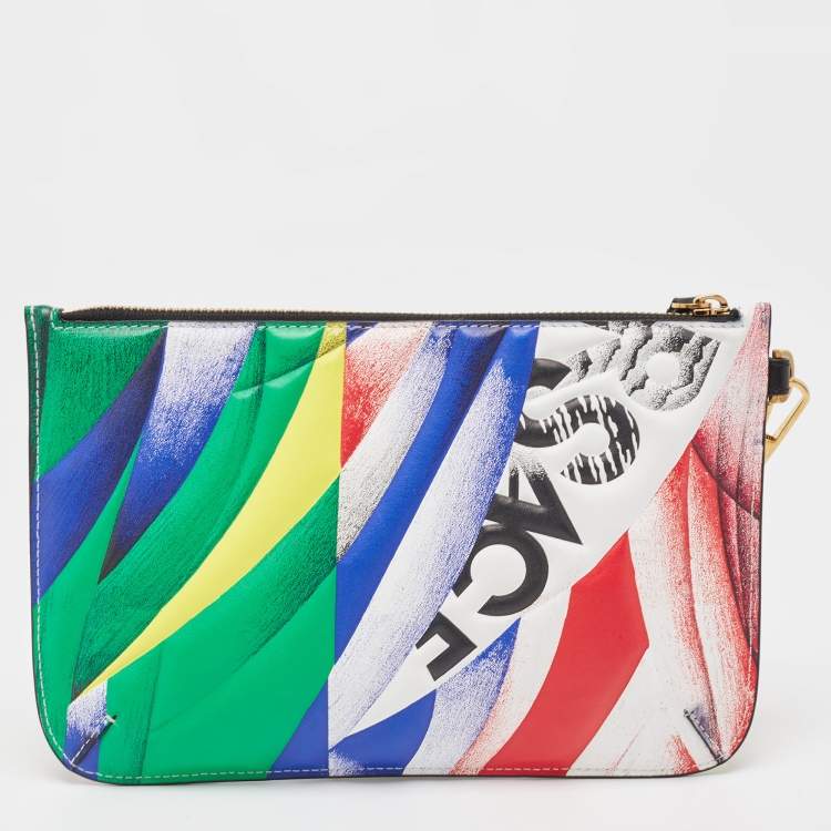 Pre Owned Versace Multicolor Quilted Leather Medusa Zip Wristlet Pouch