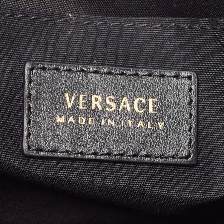 Pre Owned Versace Multicolor Quilted Leather Medusa Zip Wristlet Pouch