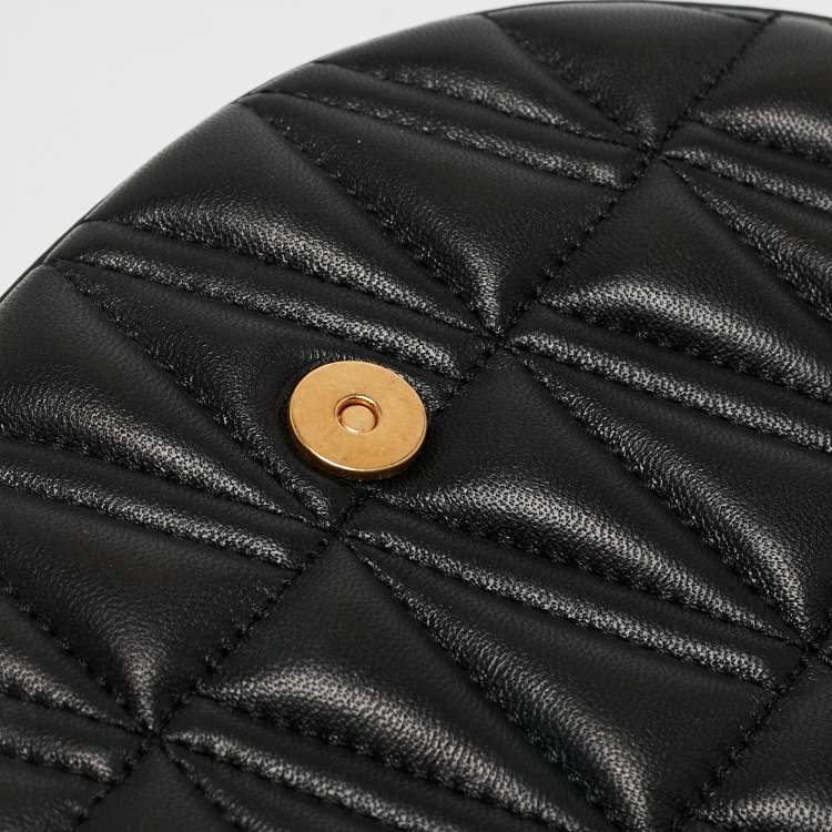 Pre Owned Versace Black Quilted Leather Virtus Belt Bag